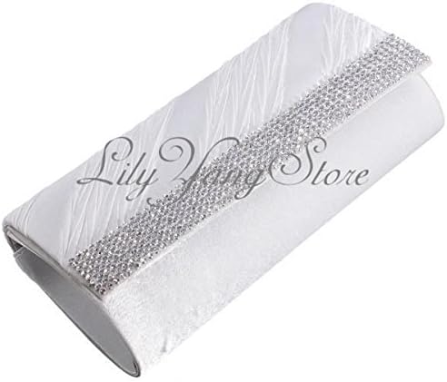 BEST OFFER!!! STOCK SALE!!! Diamante Pleated Crystal Evening Wedding Bridal Party White