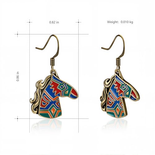Wrangler Western Horse Earrings for Women Statement Cowgirl Cowboy Lightweight Retro Country Trendy Jewelry WGE-2001G-MULTI — view 5