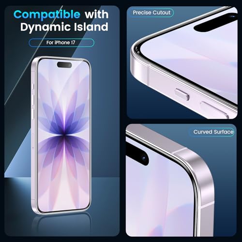 Image of Fotbor Compatible with 3 Pack iPhone 17 Screen Protector With 1 Set Camera Lens Protector, 2025 Upgrade 9H+ Premium Tempered Glass, Easy Installation Kits, 6.3 inch