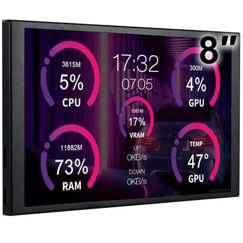 WOWNOVA 8 Inch LCD Screen Inside PC Case Screen (Desktop Mode Added), 1 Click 1 Cable to Get Started...