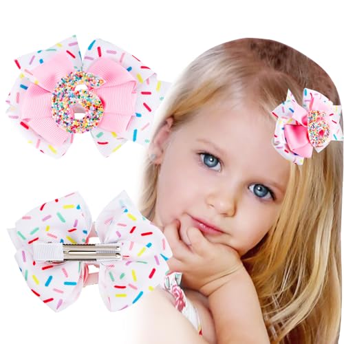 SuPoo 6th Birthday Hair Bow 6th Birthday Decorations for Girl Sprinkle Bow Clips Confetti Bowknot Hair Clip Barrettes 6 Year Old Party Decoration Accessories Alligator Hairpins