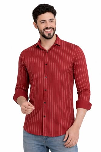 Image of Men's Cotton Casual Printed Striped Stylish Shirt for Men