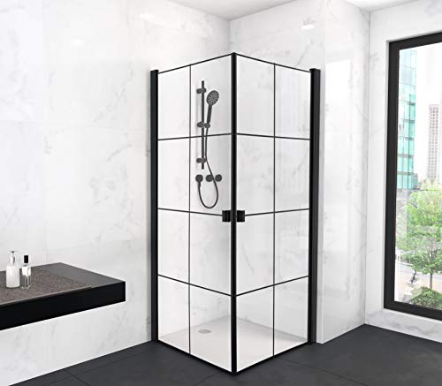 MARWELL 90x90x200 cm CLEAN LINE Glasdusche – Duschabtrennung in matt...