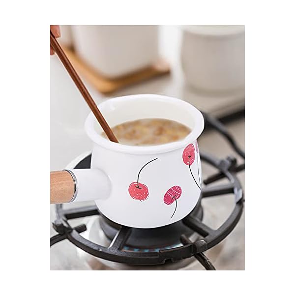 YumCute Home Enamel Milk Pan, Mini Butter Warmer 4 Inch 17 Oz