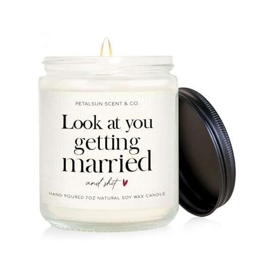 PETALSUN Bride Gifts Bachelorette & Bridal Shower Gift for Bride - 7oz Handmade Lavender Natural Soy Wax Candle - Engagement Gifts for Couples Wedding Candles