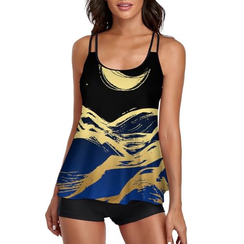 Tankini Maillot de Bain 3 Pièces avec Robe et Short