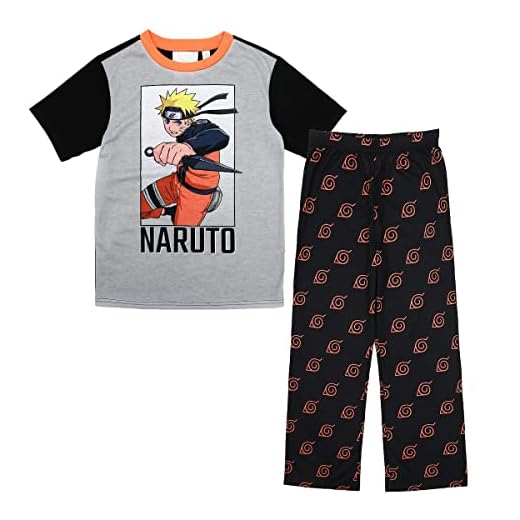 Naruto Shippuden - Conjunto de pijama infantil con hojas ocultas, Multicolor, Medium, Multicolor, M