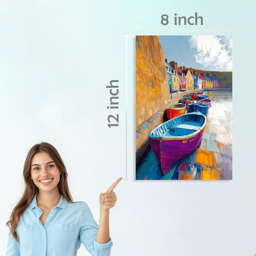 Image of SiddArtify Colorful Cityscape Wall Art Poster Print Set - Vibrant Building Decor for Living Room Bedroom Office - 8x12 inch Board Pack of 6