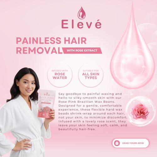 Image of Eleve Brazilian Wax Beans For Women | Hair Removal For Removing Tan, Dead Skin | For Legs, Arms, Underarms, Bikini | At Home Quick & Easy Hair Removal | For Sensitive Skin (Rose Pink) (300 Gm)