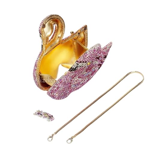 Bolsos de noche diamantes con forma de cisne brillante para bodas 3