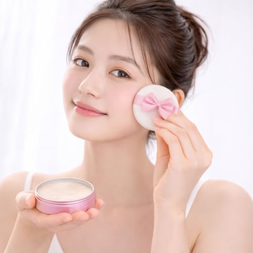 Image of Club Suppin Translucent Pressed Powder Foundation & Overnight Skincare, Makeup Setting Powder & Face Finish POWDER with Shea Butter, Amino Acids& Aloe Extract by Japanese Skincare PINK PLUSH, 2EA