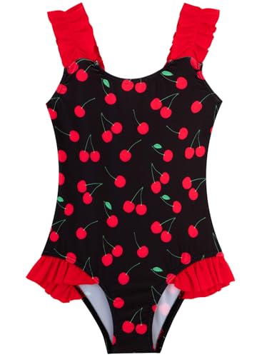 Image of XiaoMoSha Girls One Piece Swimsuit Ruffled Straps Bathing Suits Summer Swim Suit Quick Dry Beach Swimwear for Kids 3-10 Years