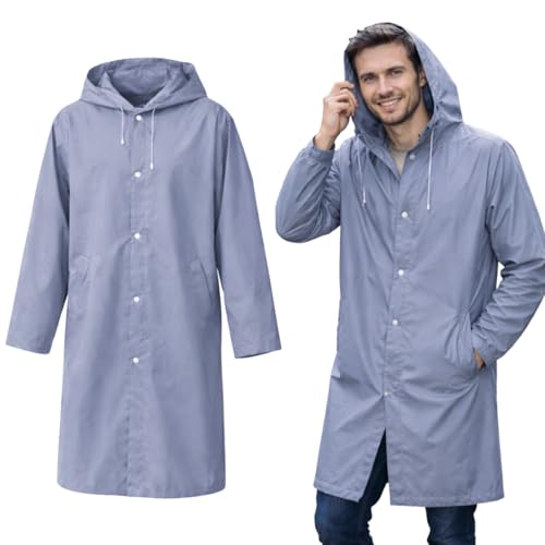 Capa de Chuva Impermeável Unissex Longa com Capuz, Leve, Portátil, Reutilizável, Proteção Contra Água e Vento, Ideal para Uso Diário, Viagens, Trabalho e Atividades ao Ar Livre