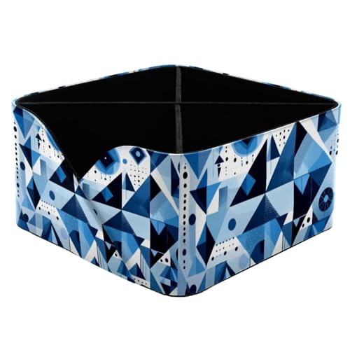 Porte-stylo rectangulaire bleu à motif géométrique abstrait - 2