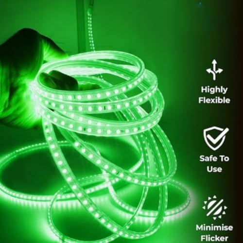 Image of Vespa 5 Meter Waterproof LED Strip Light Green - Energy Saving Rope Light for False Ceiling, Room Decor, Diwali, Christmas & Home Decoration