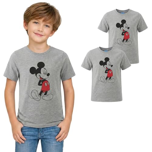 Lot de 2 t-shirts Mickey Mouse gris pour enfant, gris, 122-128