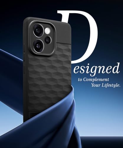Image of WOW IMAGINE Back Cover for Oppo Reno 15 Pro 5G | Reno 15 Pro Mini 5G with Hexa Cube Design | Ultra Slim Soft Rubberised Case | Inner Velvet Fabric | Flexible Mobile Case | Camera Protection - Black
