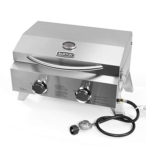 Barton TwoBurner Propane Tabletop Gas Grill Stainless Steel BBQ with