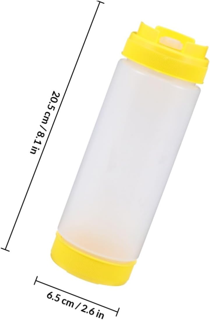 Two-headed 20oz Squeeze Condiment Bottle, Yellow Plastic Ketchup and Salad Dressing Dispenser, Dual Nozzle Sauce Storage for Kitchen and Dining Use image 2