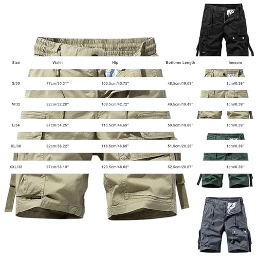Short cargo d'été pour homme avec taille élastique et cordon