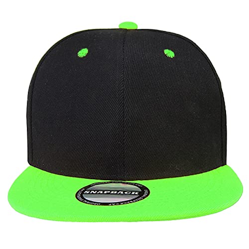 Image of Classic Snapback Hat Cap Hip Hop Style Flat Bill Blank Solid Color Adjustable Size
