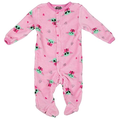 Image of STAR WARS Baby Girls Baby Yoda Pajamas One Piece - Baby Footie Pajamas - Baby Girl Sleepers