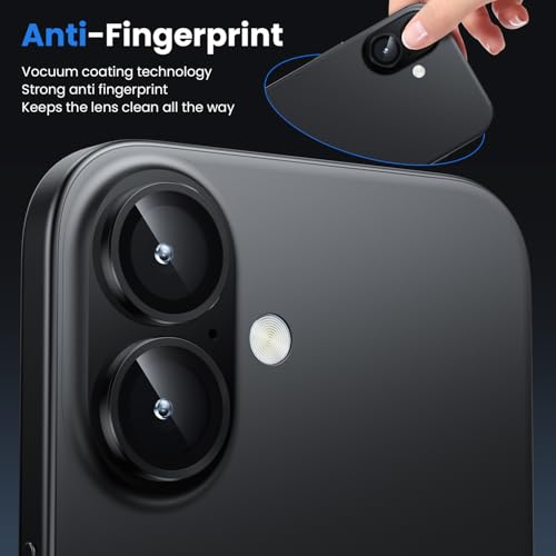 Image of Lensarmor Compatible With Black Iphone 16 Camera Lens Protector /Iphone 16 Plus Camera Lens Protector - 9H Hardness, Premium Iphone 16 Lens Protector, Does Not Affect Flash Shots