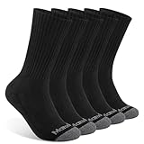 Mens 100% Cotton Moisture Wicking Cushioned Crew Socks, Athletic Performance Work socks