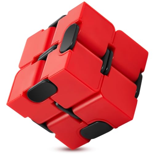 Skylety Cube Anxiety Relief Toy Hand Held Magic Sensory Stress Cube Toy for Adults Relieve Stress Christmas Party Favors(1 Pcs,Red)