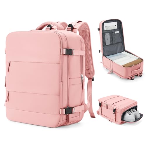 Image of coowoz Large Travel Backpack Carry On for Women Man Gym Backpacks with Laptop Compartment Mochila de Viaje Teacher Personal Item Backpack Rucksack Airplane Accessories Must Haves Pink