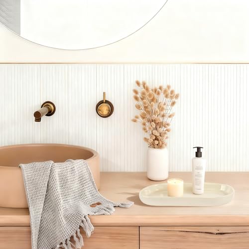 Keramik Badezimmer Tablett Cremeweiß Badezimmertablett Keramik Bathroom Tray Dekotablett für Toilette und Waschtisch Badewanne Küchenspüle
