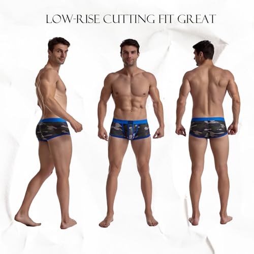 JOCKMAIL Men's Boxer Briefs Mens Underwear Boxer Briefs with Men's Boxer Shorts Camouflage Underwear Pack4