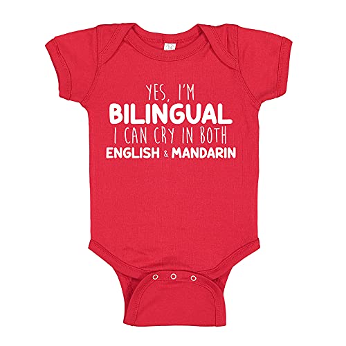 I Can Cry in English and Mandarin Chinese Baby Bodysuit One Piece or Toddler T-Shirt Funny Gift for Bilingual Baby