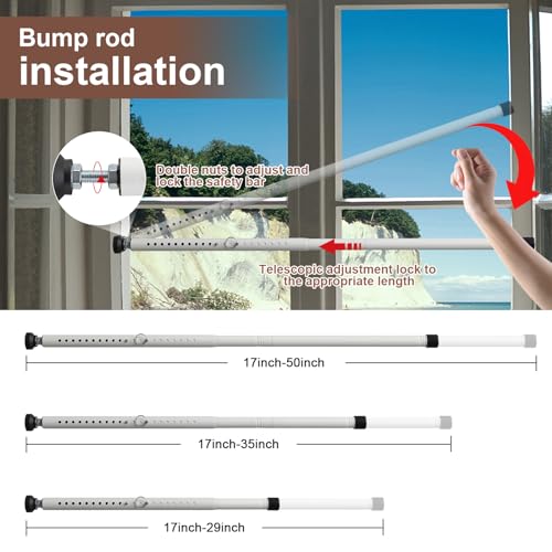 image for BeBecome Sliding Door Security Bar，17-50 inch Adjustable Patio Door 