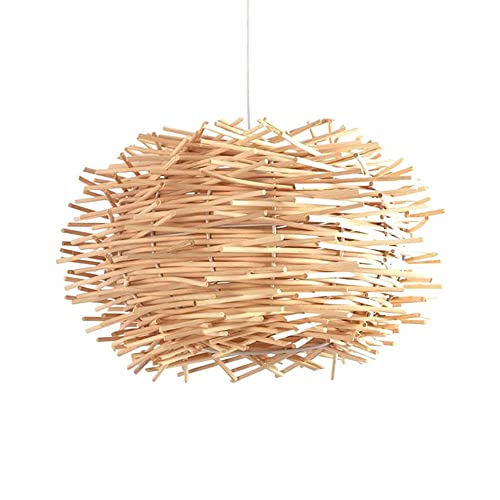Lámpara de bambú tejida a mano con cable ajustable y luz difusa antideslumbrante