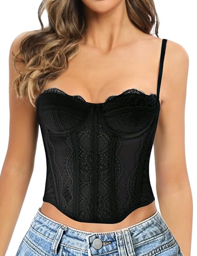 Amazon.com: GainKee womens Lace Bustier, Corset Tops for Women