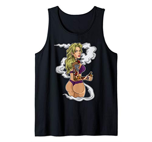 Tattooed Vaping Girl | E-Cigarette | E-Cig Vape Tank Top