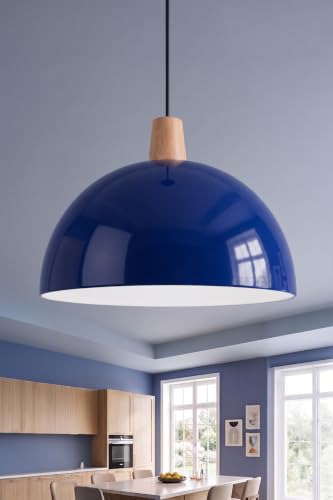 Luna Ahşap Sarkıt Avize, Bohem Tavan Lambası ve Salon Oturma Odası Aydınlatması - Lacivert - 30 cm – Modern Dekoratif Avize, Tavan Aydınlatması