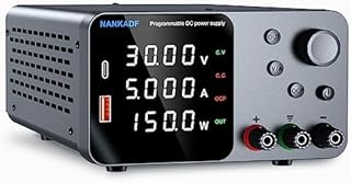 Zasilacz DC regulowany 30 V 5 A, laboratoryjny zasilacz stołowy z pokrętłem enkodera i interfejsem szybkiego ładowania USB-A/Type-C, 4-cyfrowy wyświetlacz LED o wysokiej precyzji