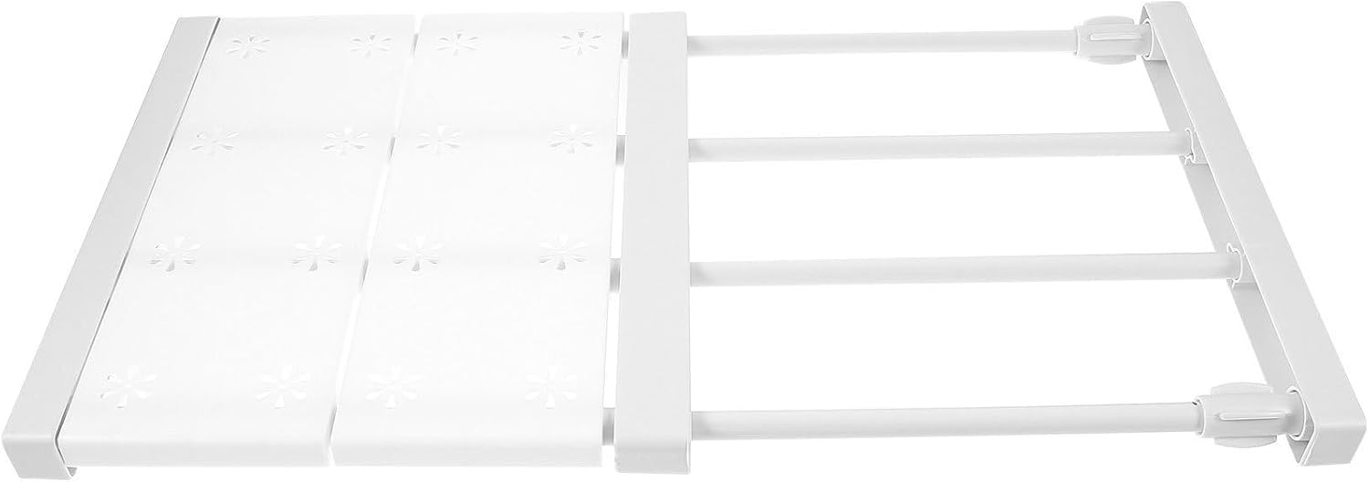 MAGICLULU 2pcs Expandable Closet Shelf Divider Rack Adjustable Wardrobe Partitions Space Saving Storage Organizer for Bedroom and Closet, Easy Installation, White Plastic and Carbon Steel