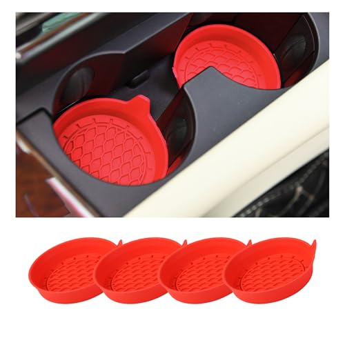 4PCS Portavasos para carro de silicona antideslizante rojo miniatura 1