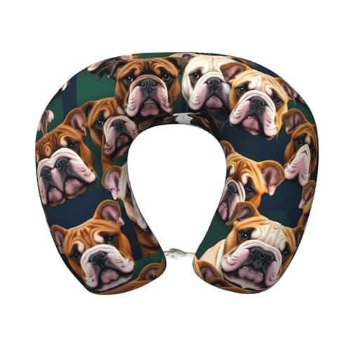 Almohada de viaje con diseño de bulldog inglés cómoda
