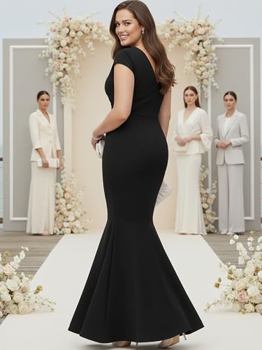 Image of KOH KOH Womens Long Cap Sleeve Fishtail Formal Evening Cocktail Maxi Dress