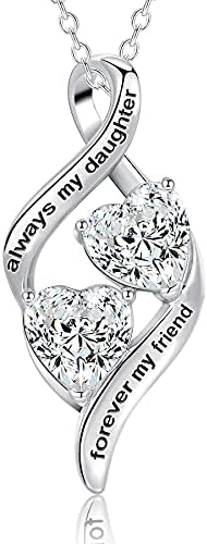 Christmas Birthday Gifts Necklace for Mum/Sister/Daughter/Nana, Sterling Silver Love Heart Cubic Zirconia Pendant Necklace for Women, 18"