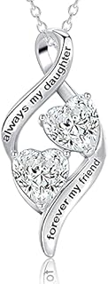 Christmas Birthday Gifts Necklace for Mum/Sister/Daughter/Nana, Sterling Silver Love Heart Cubic Zirconia Pendant Necklace for Women, 18"