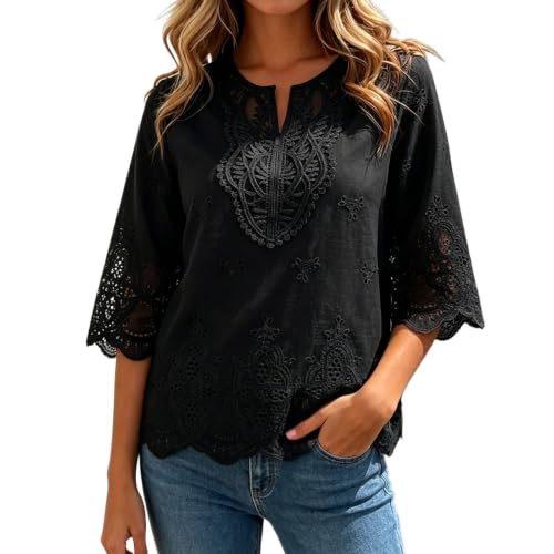 Chemisier en lin pour femme léger et aéré avec de magnifiques broderies