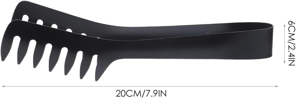 Stainless Steel Spaghetti Tongs, Black Smooth Handle Food Clip
