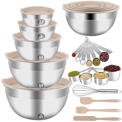 WEPSEN Mixing Bowls Set, 25PCS Khaki Mixing Bowls With Lids Set...
