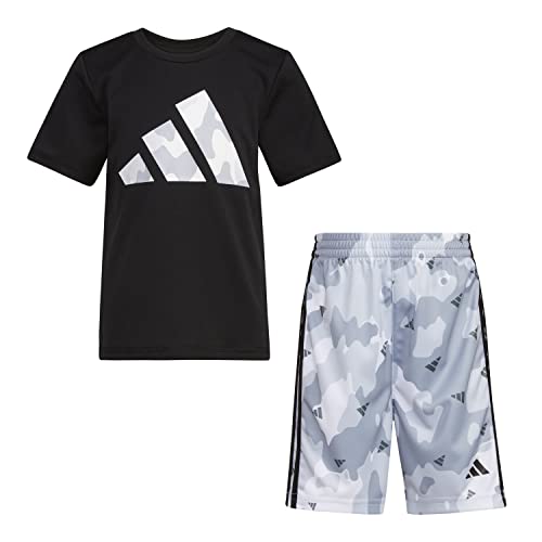 Image of adidas baby-boys Poly Tee Aop 3s Short Set(infant)