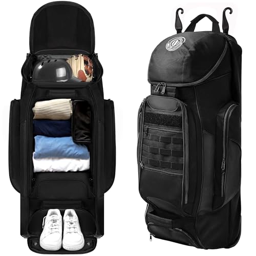 Shopsource Catchers Gear Bag with Wheels, 99L Large Capacity Rolling Baseball Bag with...